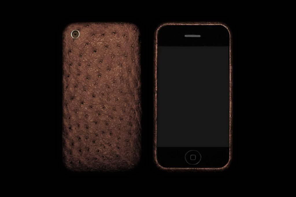 Apple iPhone Ostrich Full Ostrich Leather Brown Wood Style