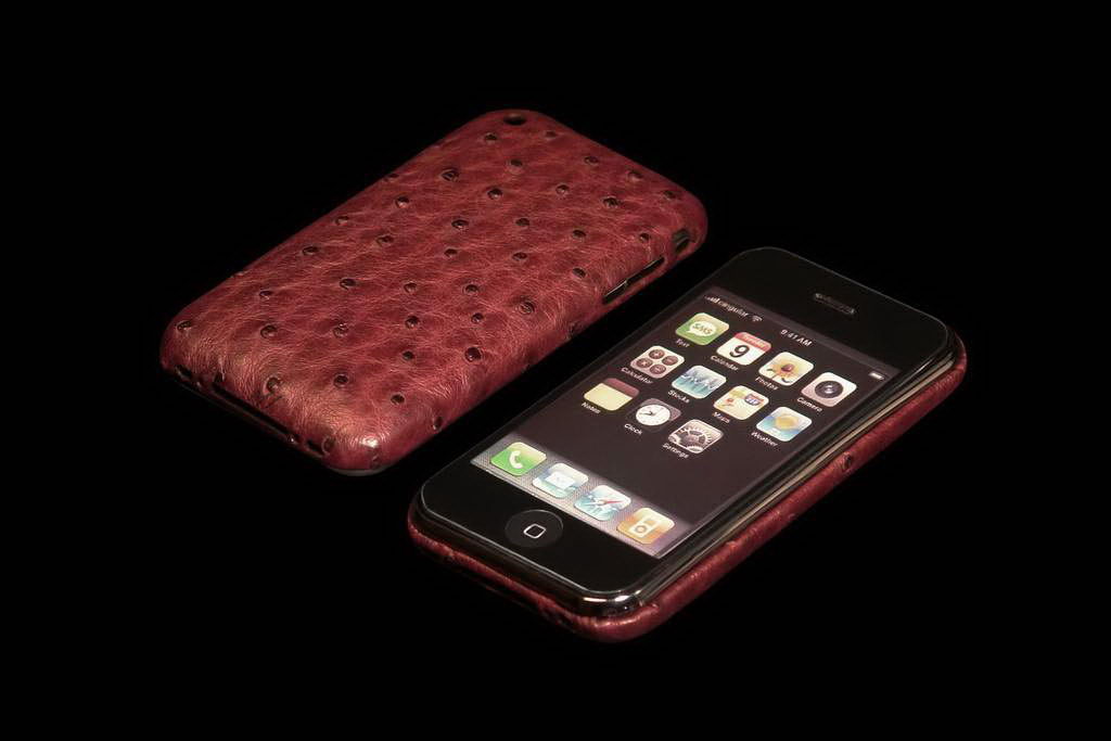 MJ Apple iPhone Gold VIP Leather Duo - Ostrich Jam Old Skin