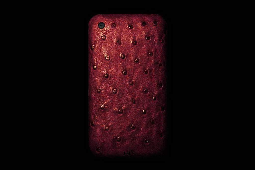 Apple iPhone Leather MJ Luxury Edition - Ostrich Bordeaux Skin Claret